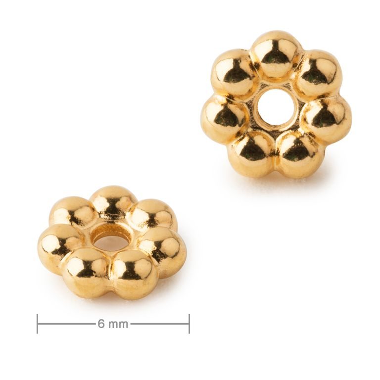 Metal bead spacer flower 6 mm gold