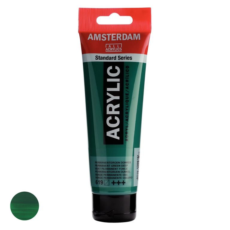 Amsterdam akrylová farba v tube Standart Series 120 ml 619 Permanent Green deep