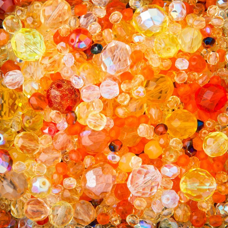 Yellow orange fire polished beads mix