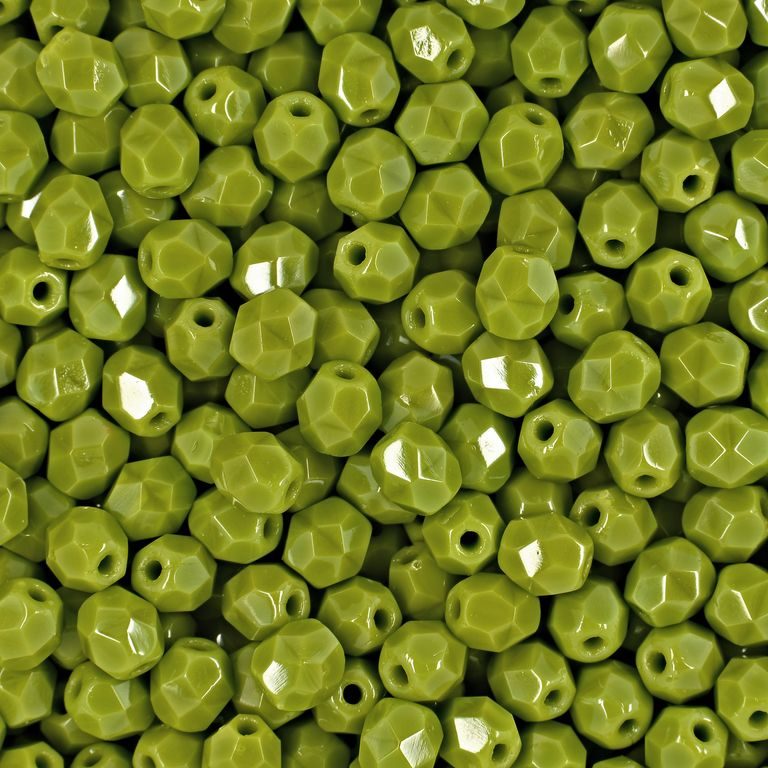 Glass fire polished beads 4mm Opaque Olivine