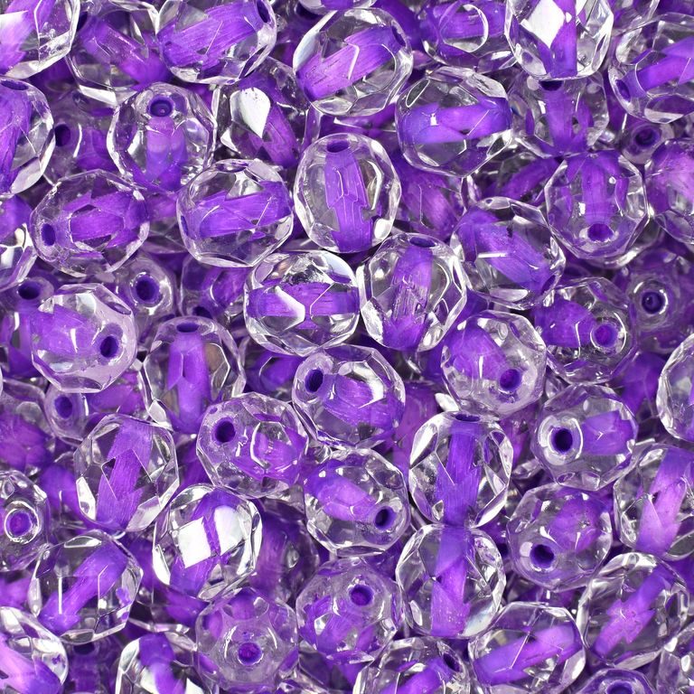Broušené korálky 6mm Crystal Violet Lined