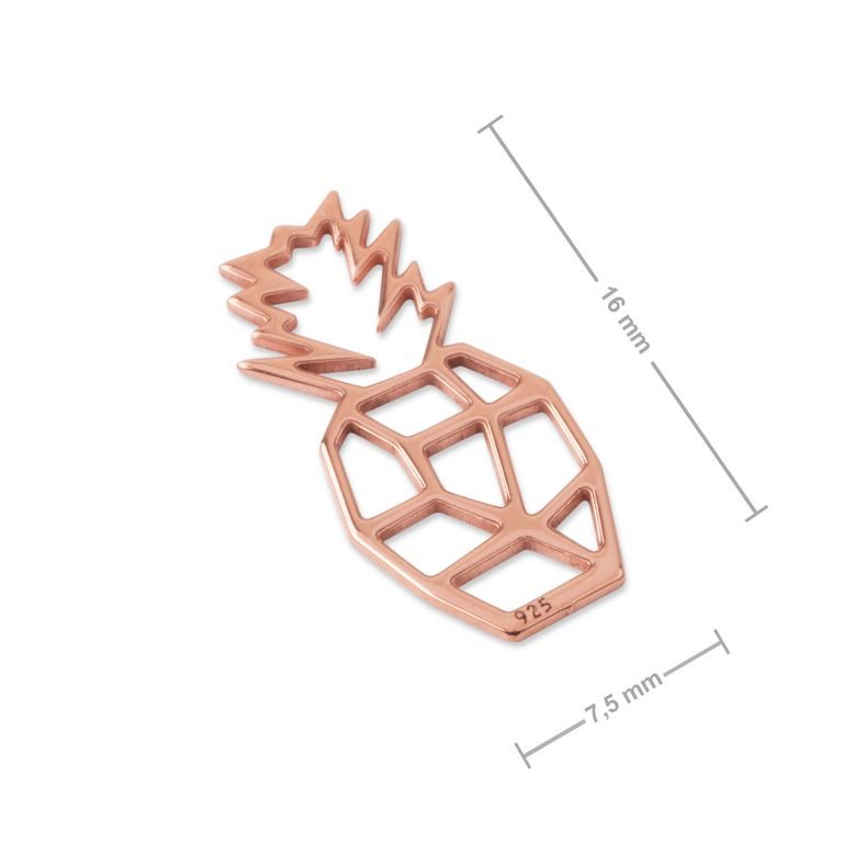 Silver connector origami pineapple rose gold plated No.1047