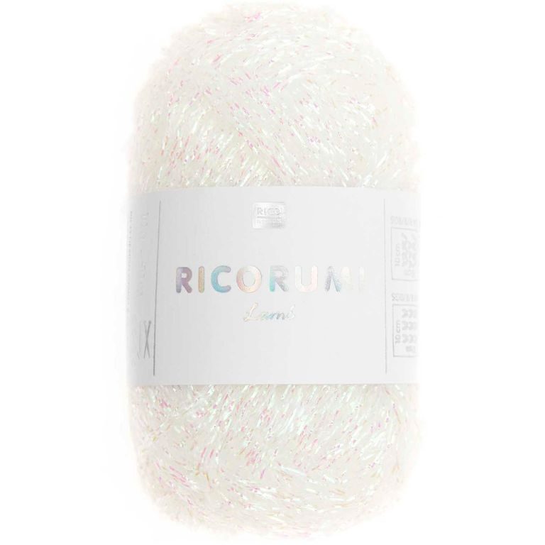 Ricorumi Lamé fancy crochet yarn shade 003 white