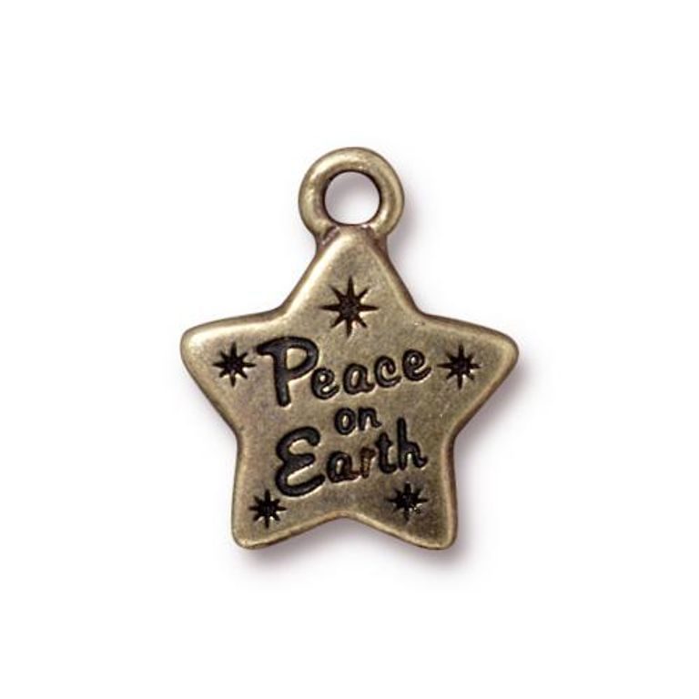 Tierracast pendant Peace Star antique brass No.249