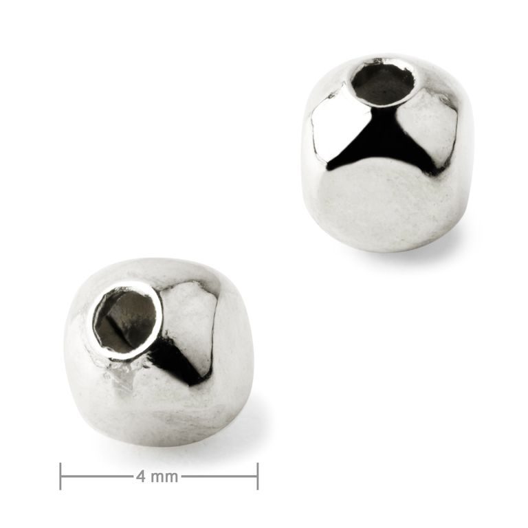 Metal bead cube 4 mm platinum