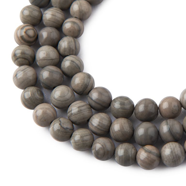 Gray Wood Jasper beads 8mm