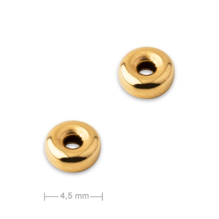 Stříbrný distanční kroužek 4,5 x 2 mm pozlacený 24K zlatem