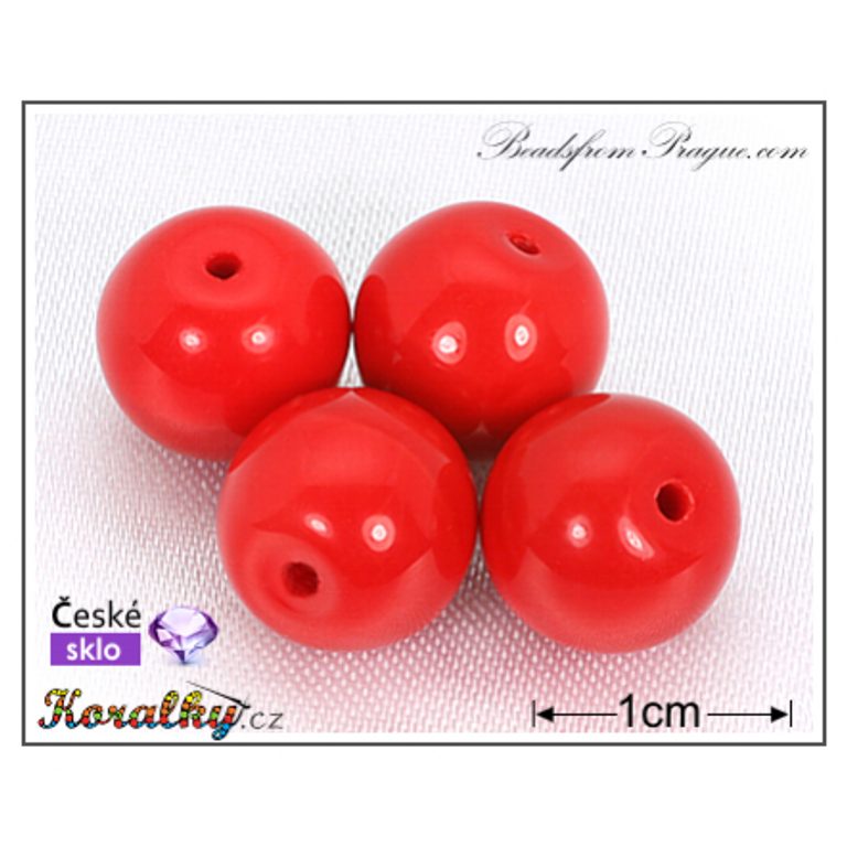 Czech glass pressed bead round 10mm red No.43