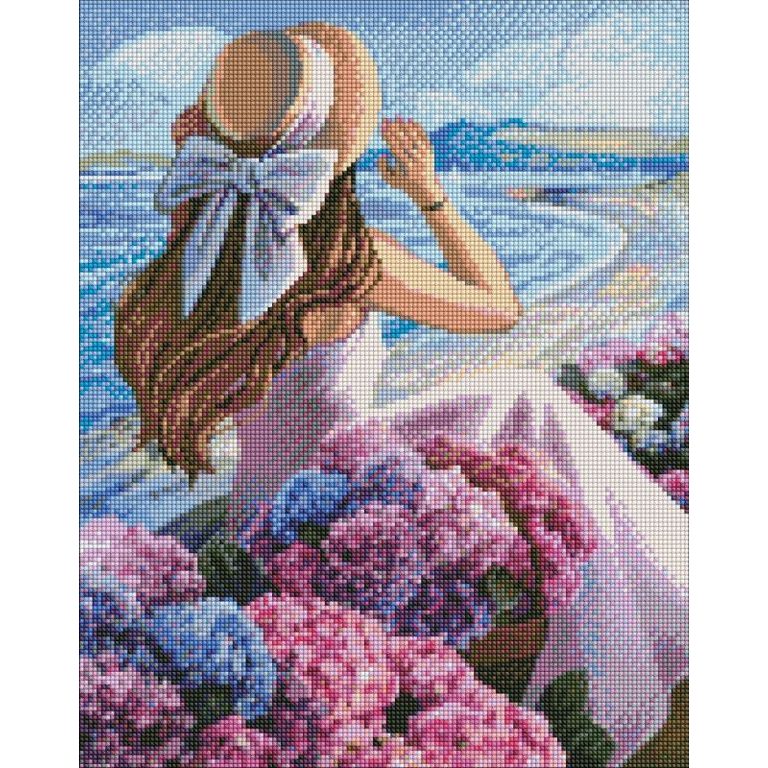 Diamantové maľovanie obraz dievčaťa na brehu mora 40x50cm