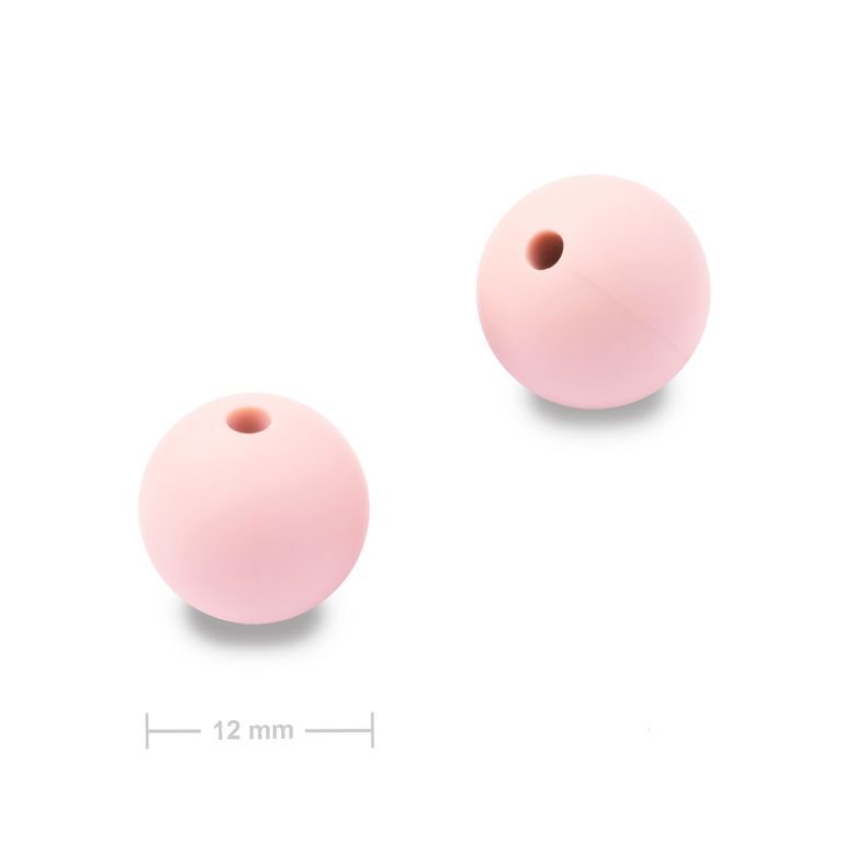 Silikónové guľaté koráliky 12mm Baby Pink