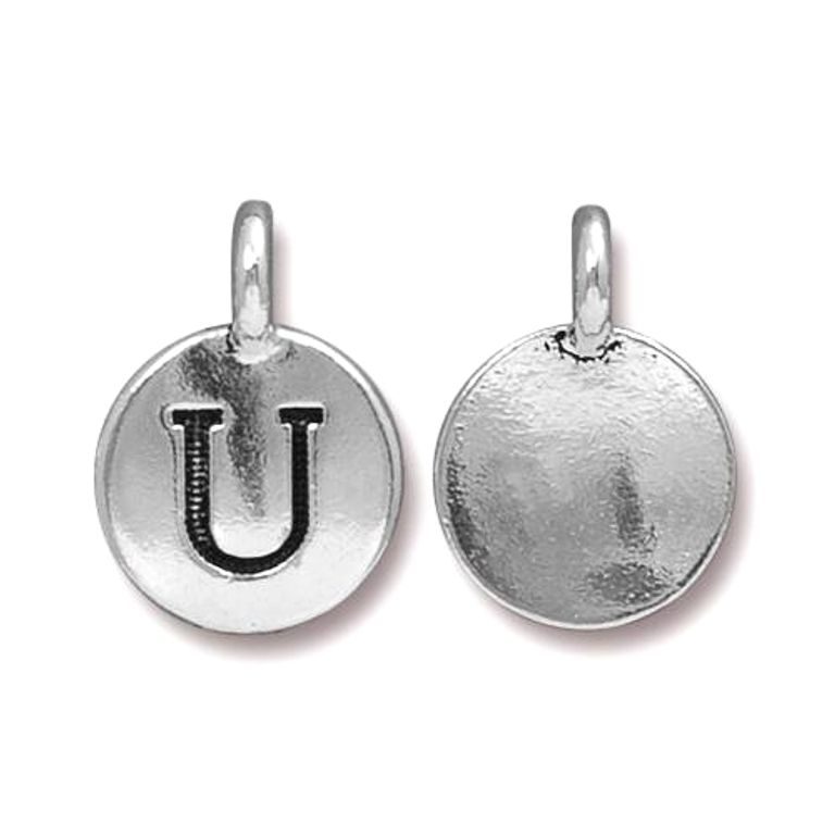 TierraCast pendant 17x12mm with letter U antique silver