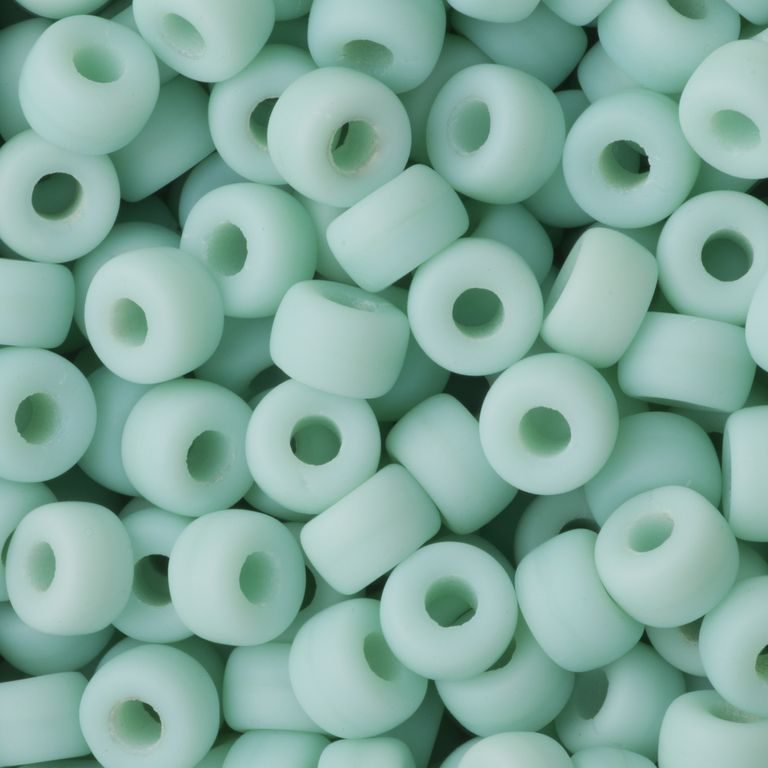 Czech glass large hole beads 6mm Turquoise Green Matt