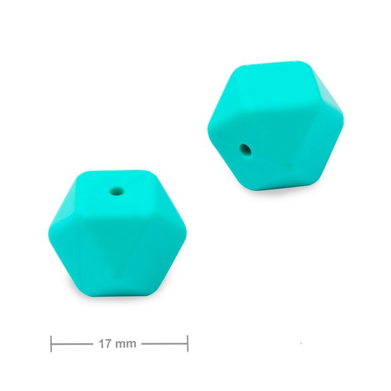 Silikonové korálky hexagon 17 mm Turquoise