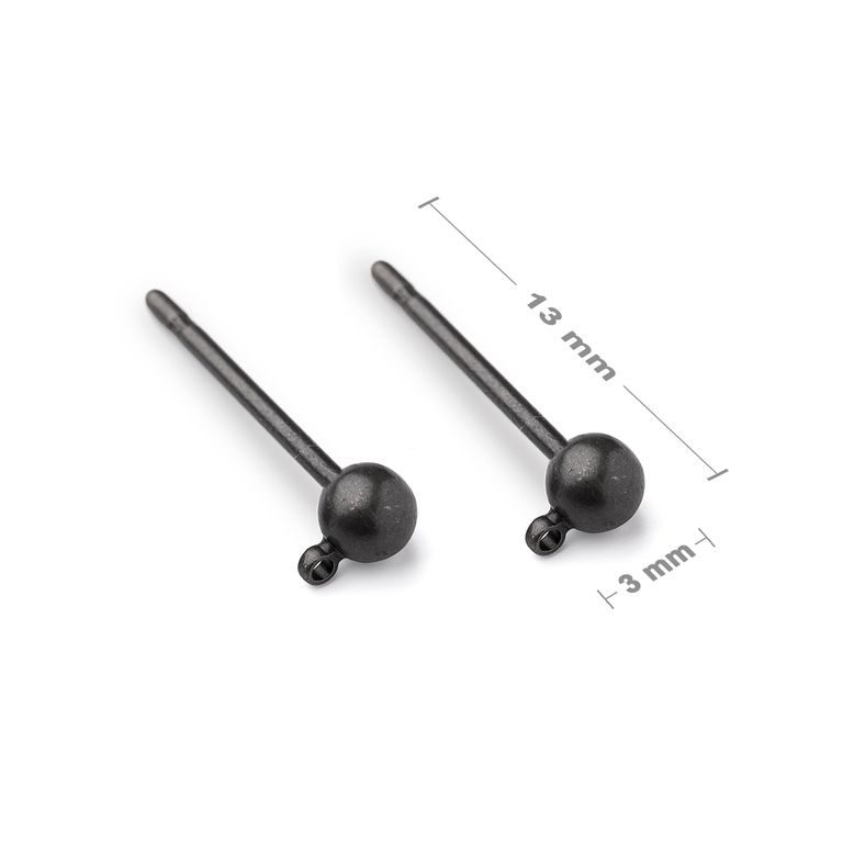 Ball ear posts 3mm anthracite