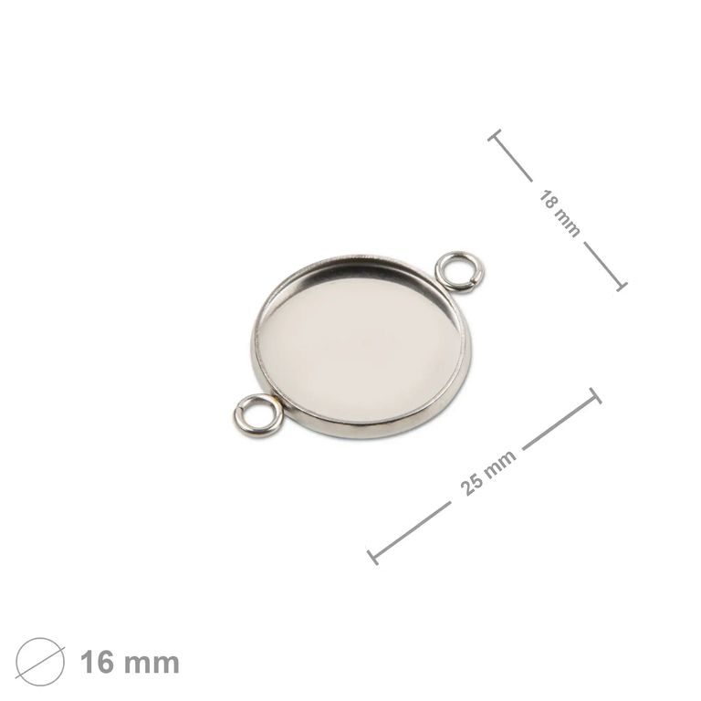 Jewellery bed for connecting piece round 16 mm surgical steel