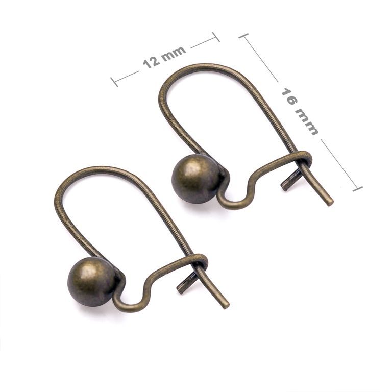 Kidney earring hooks 16x12mm antique brass