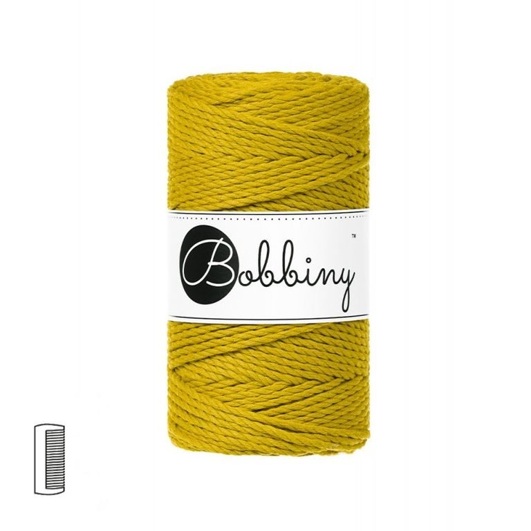 Bobbiny Macramé příze stáčená 3PLY 3mm Spicy Yellow