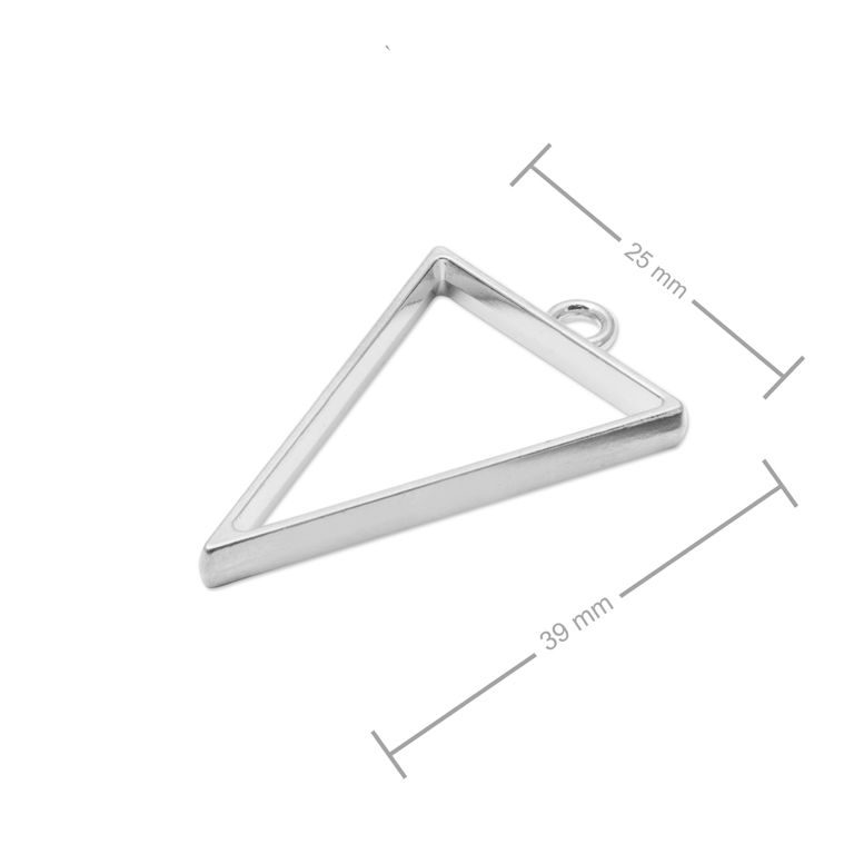 Rámeček na odlévání křišťálové pryskyřice trojúhelník 39x25mm v barvě stříbra