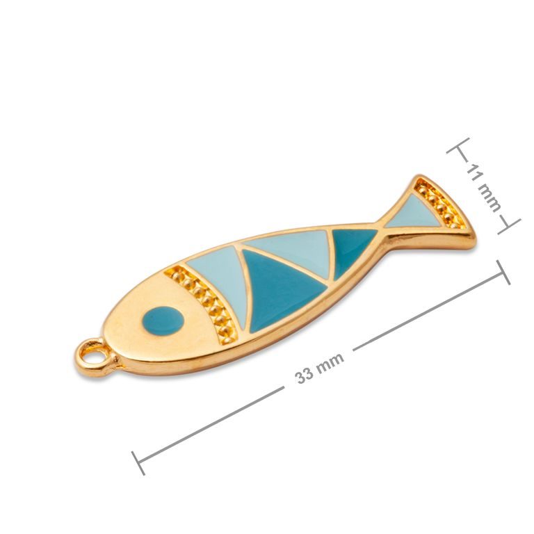 Manumi pendant blue fish 33x11mm gold-plated