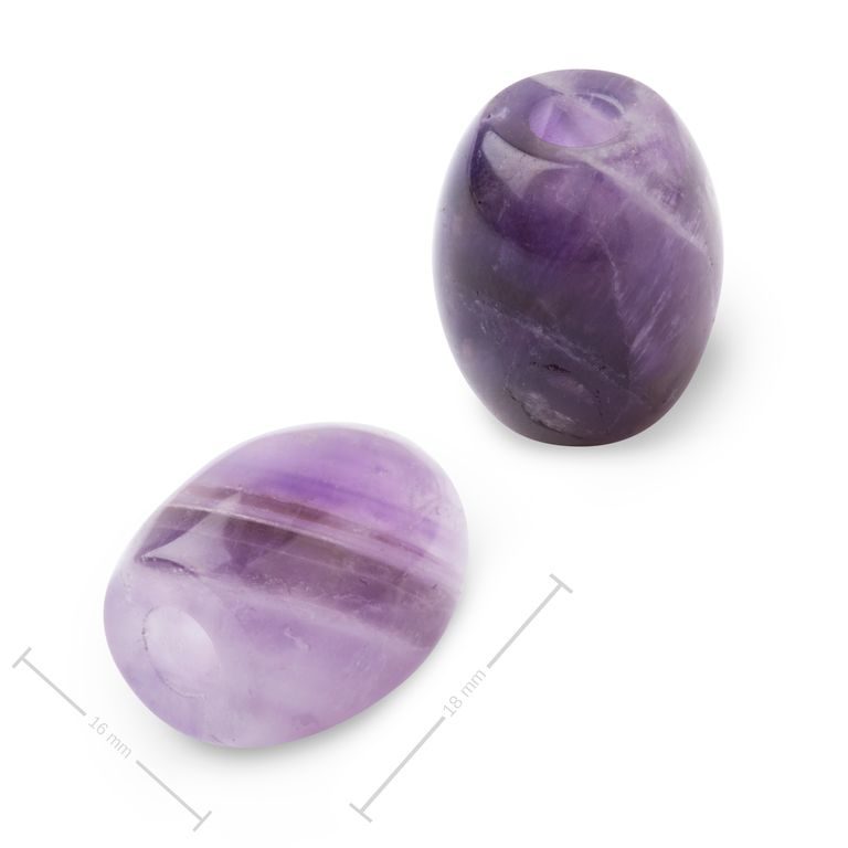 Mineral Amethyst barrel bead with large hole for Macramé 18x16mm