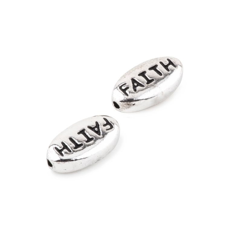 TierraCast bead Word Faith rhodium-plated