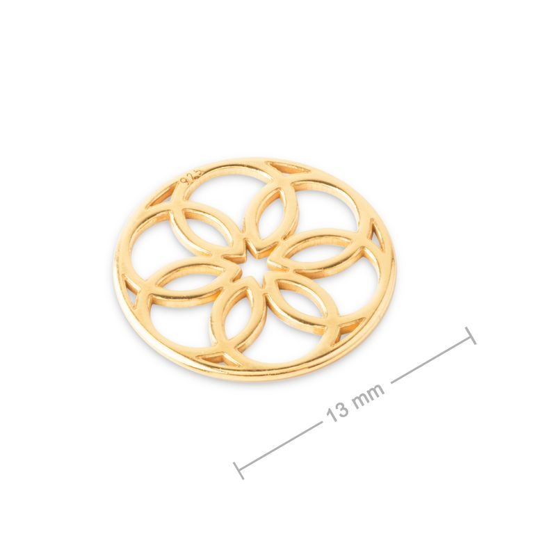 Silver connector rosette gold-plated 13mm No.784