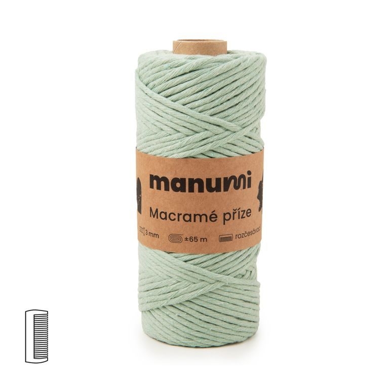 Manumi Macramé příze stáčená 3mm Eukalyptus