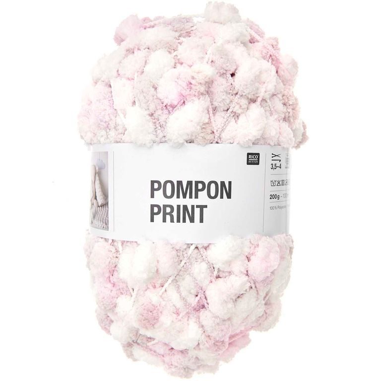 Rico design háčkovacia bambulková priadza POMPON Print ružovo-biela