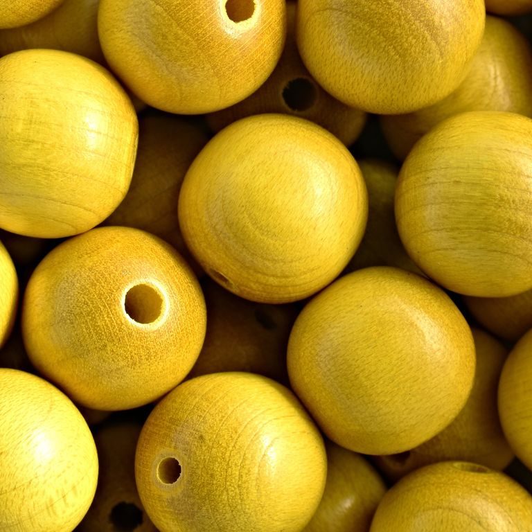 Czech wooden beads round 16mm yellow No.82