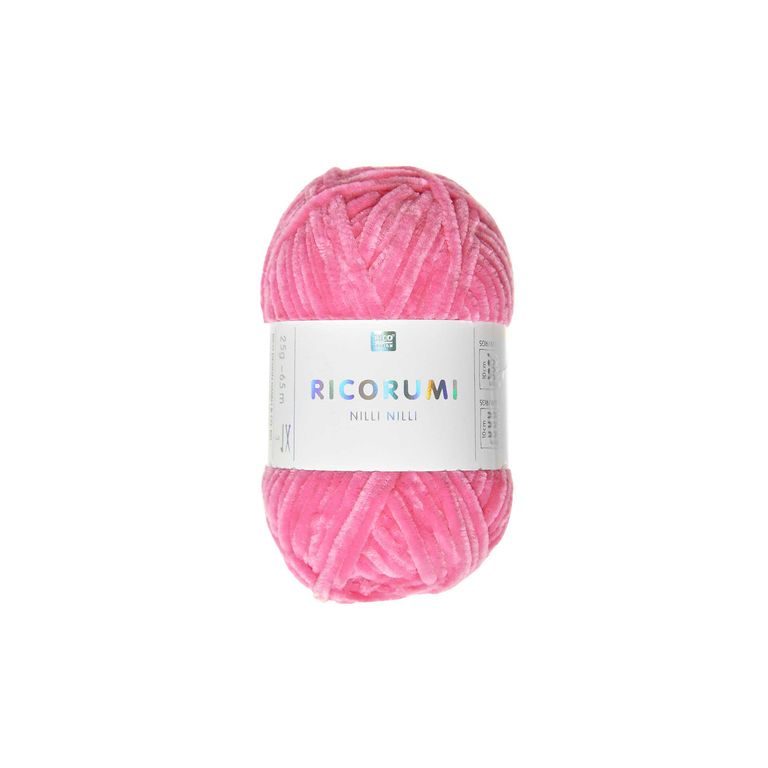 Chenille yarn Ricorumi Nilli Nilli colour shade 028 neon pink