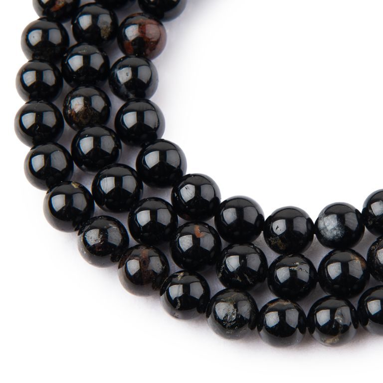 Quartz With Tourmaline beads 8mm