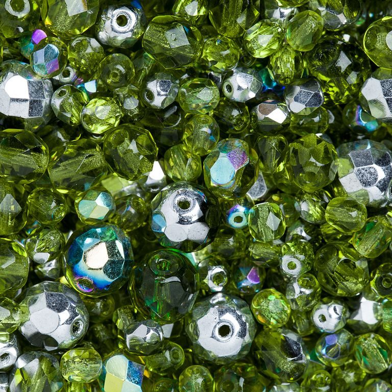 Czech fire polished beads mix Olivine