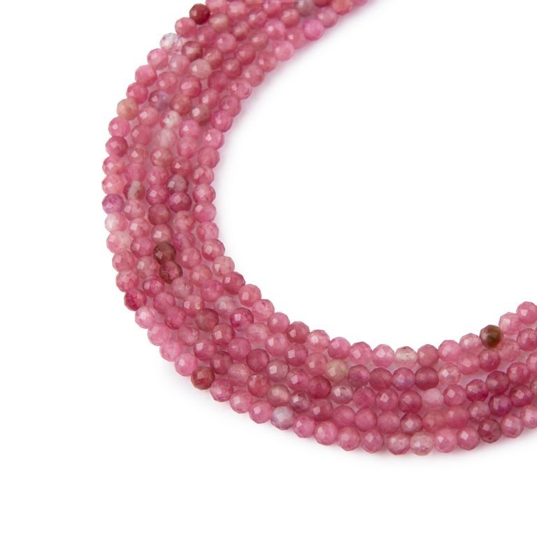 Rose Tourmaline faceted beads 2mm