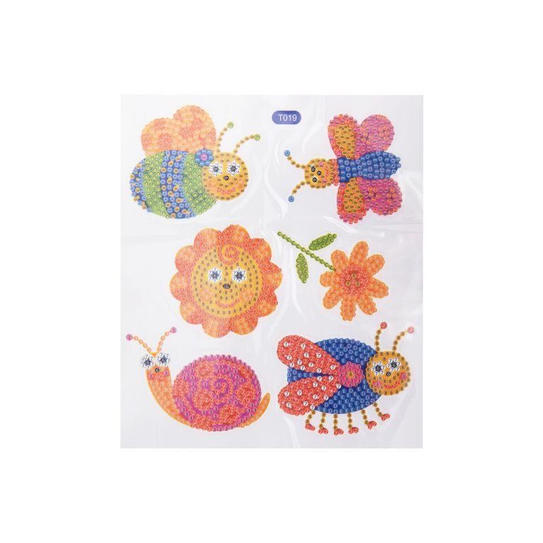 Diamond painting set of stickers with ladybugs, a flower and a sun 6pcs