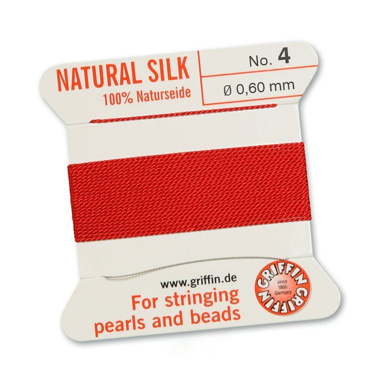 Silk thread with needle 0.6mm/2m red