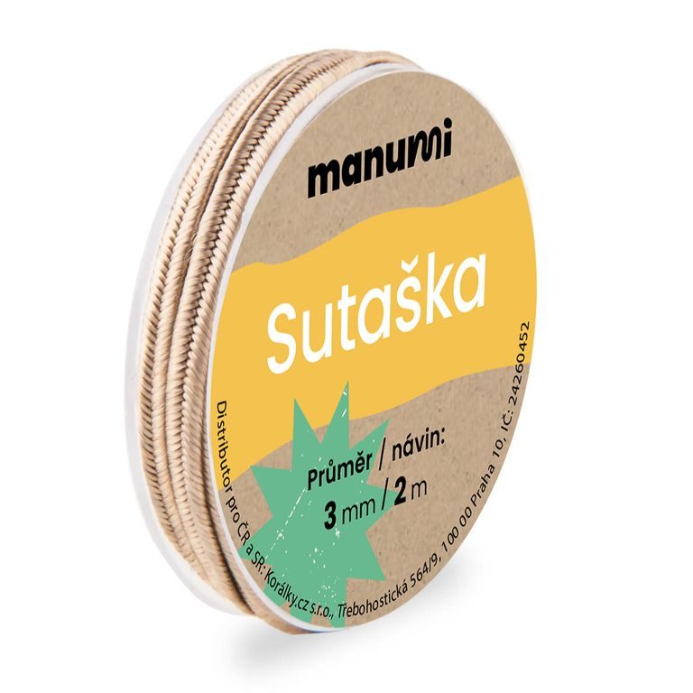 Sutaška 3mm/2m tmavě béžová