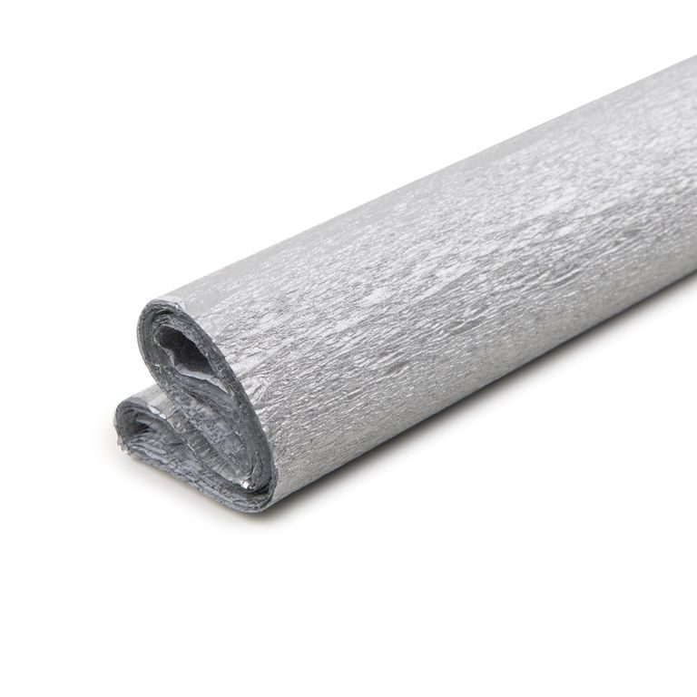 Crepe paper 250 x 50 cm in silver colour