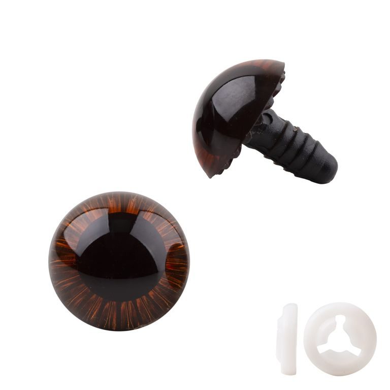 Pair of eyelets with safety cap 19,5mm brown