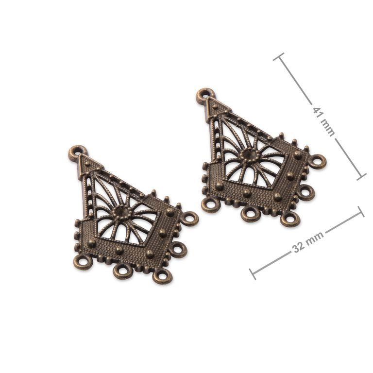 Chandelier earring findings 41x32mm antique brass