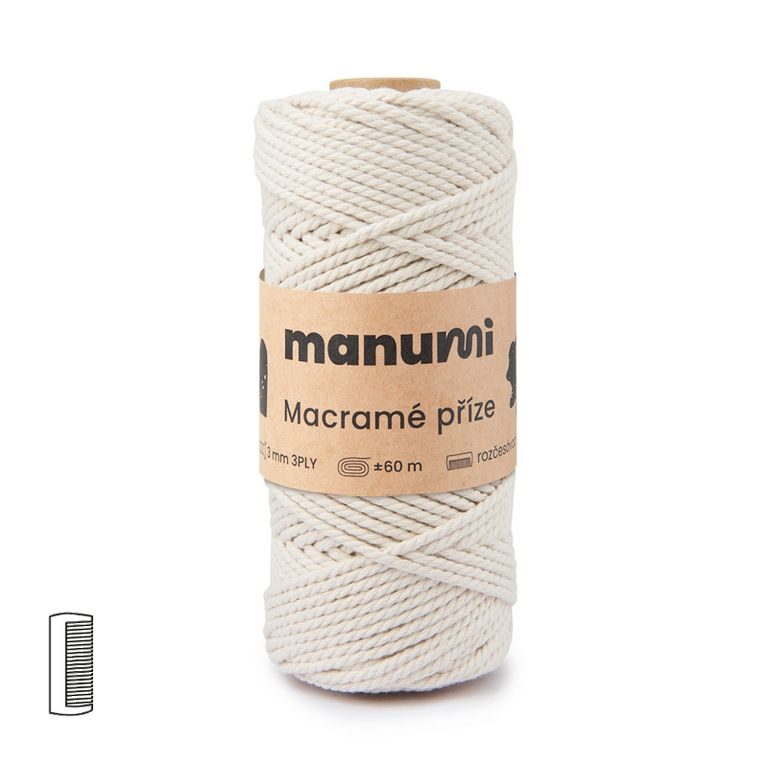 Manumi Fir textil Macramé răsucit 3PLY 3mm natural