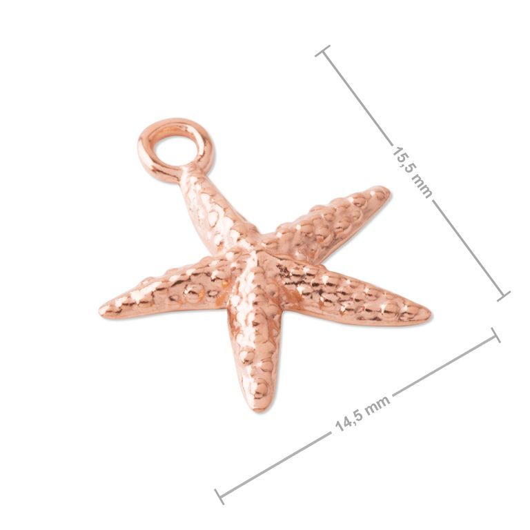 Silver pendant starfish rose gold plated No.989