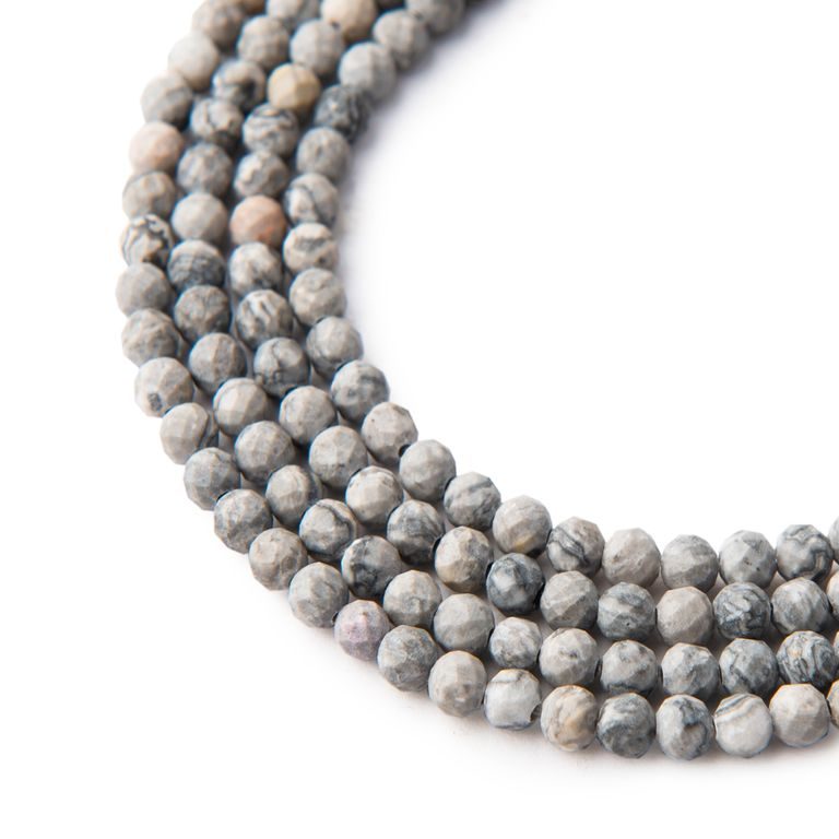 Grey jasper 4 mm faceted matte