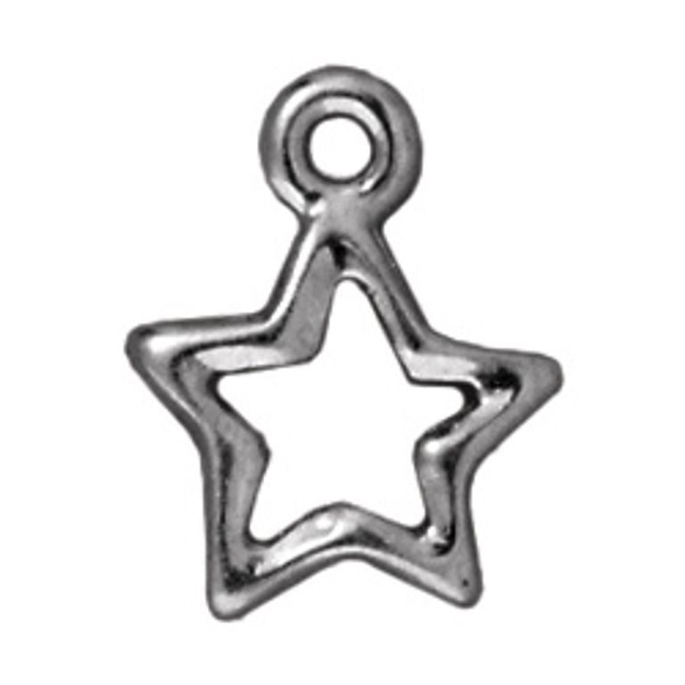 TierraCast pendant Open Star rhodium-plated