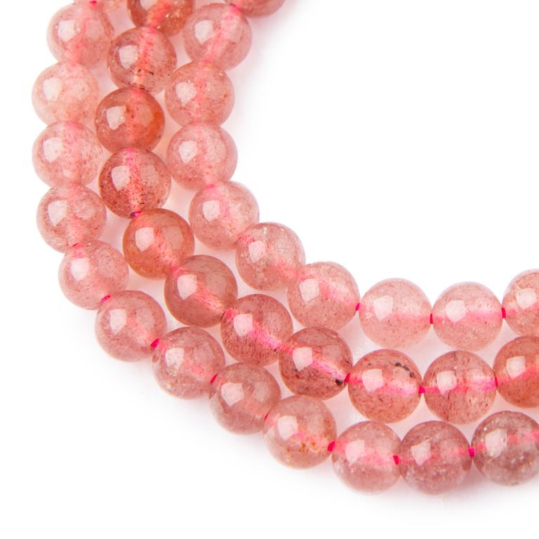 Korálky z minerálu Jahodový křišťál 8 mm