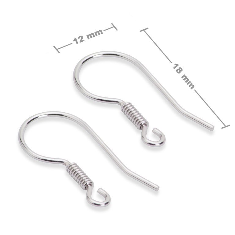 Sterling silver 925 rhodium-plated earring hook 18x12mm No.631
