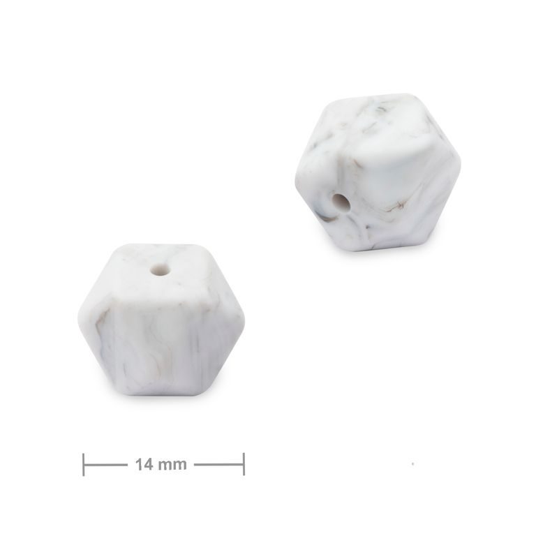 Silikónové koráliky hexagón 14mm Grey Marble