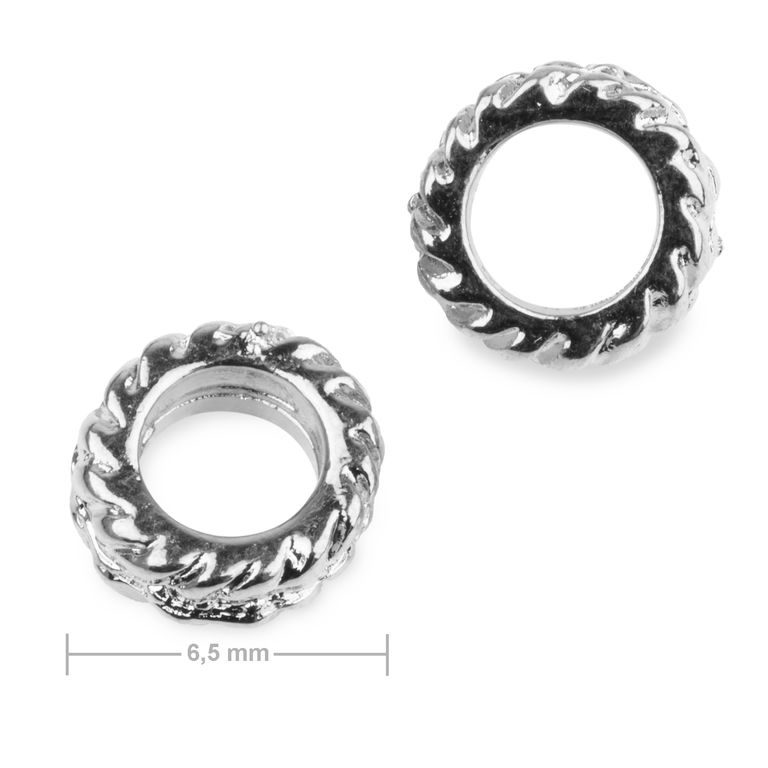 Metal spacer bead circle 6.5mm in the colour of silver