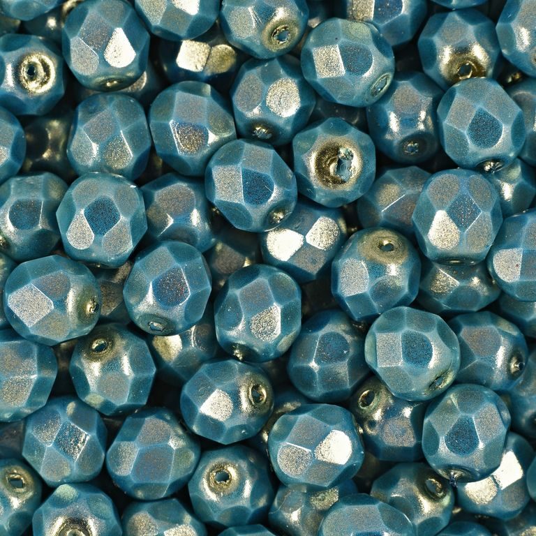 Glass fire polished beads 6mm Halo Ethereal Azurite