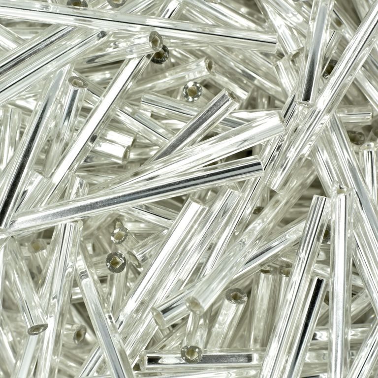 PRECIOSA glass tubes straight 35mm silver