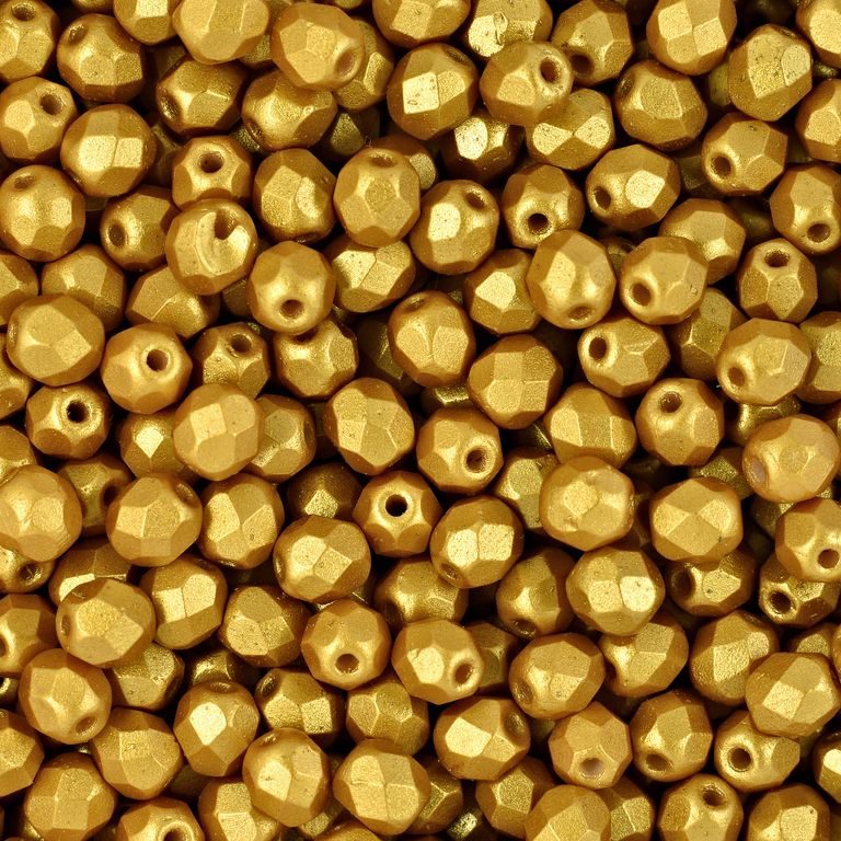 Glass fire polished beads 4mm Gold Shine Gold